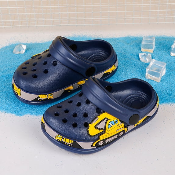 boys slippers Dinosaur Print Sleeveless Slip Resistant Breathable EVA Clog Slippers for Beach Vacation Navy 3 Years-3.5 Years