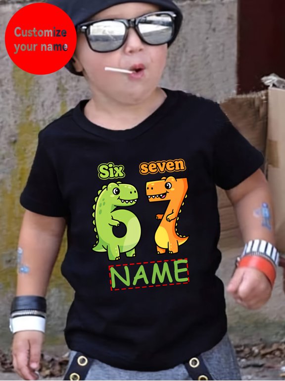 boys t shirt name customization number 67 element pattern printed breathable and versatile round neck short sleeve gift top suitable for party and spring summer tren