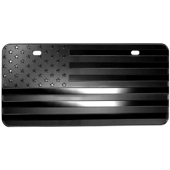 bparts USA American Black Flag Metal Stamped Embossed License Plate 2 Hole (12"x6", Black)