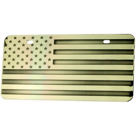 bparts USA American Flag Metal Stamped Embossed License Plate 2 Hole (12"x6", Bronze/Gold Look)