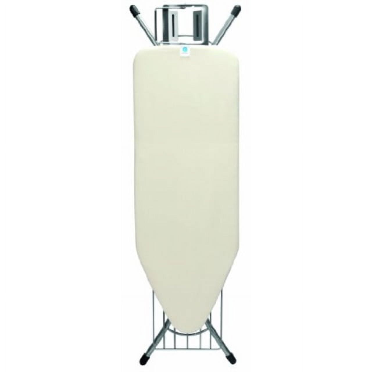 Ecru Metal Foldable Ironing Board with Linen Rack