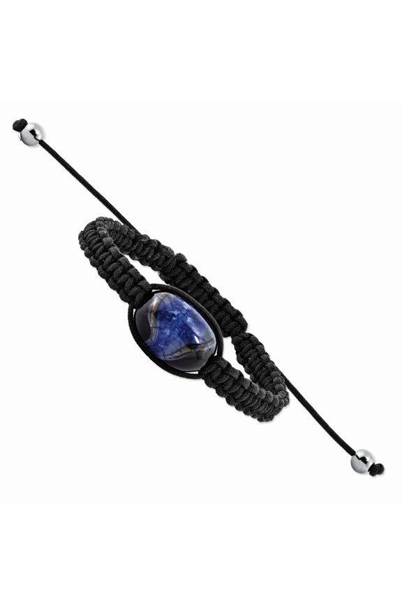 bracelet Adjustable & Stretch Wrap Agate Blue Hematite 13 mm