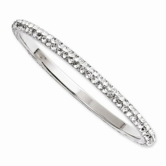bracelet Bangle Crystal Round Clear 7 mm Silver-tone