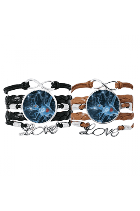 brain cell picture details pattern bracelet hand strap leather wristband double set