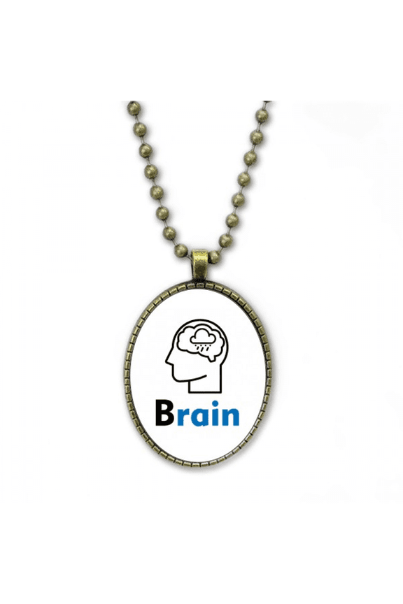 brain human body thinking rain necklace vintage chain bead pendant jewelry collection
