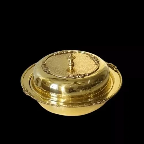 brass bowl/ casserole/ dabba with spoon for home/ office/ restaurant/ gift item