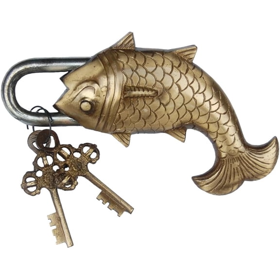 brass fish shape padlock for home dcor/brass safety for your home/ gift item