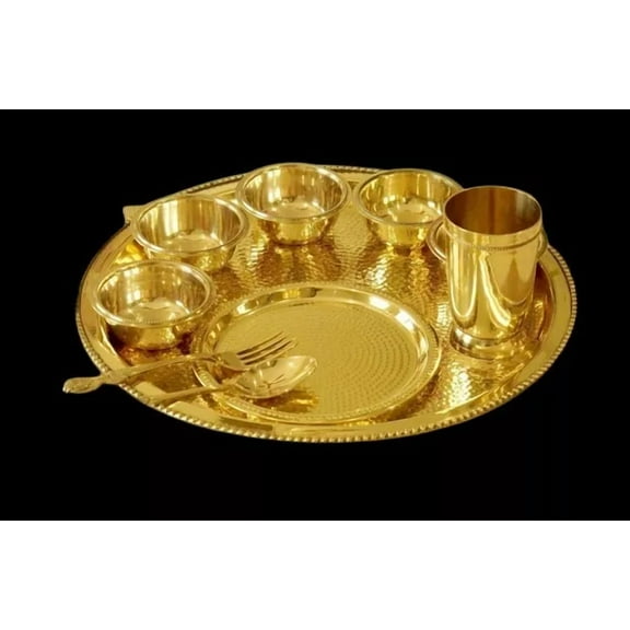 brass hammered dinner plate set of 10 pieces for home/ office/gift item