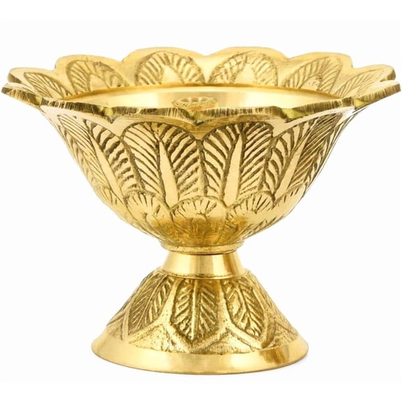 Brass Lotus Akhand Diya Oil Lamp, Handmade Traditional Pooja Lamp for Home Temple, Diwali Decoration and Religious Decor