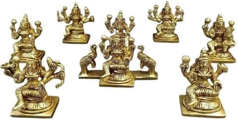brass set of 8 forms of lakhmi ji for home temple/ gift item, size : 3 ...