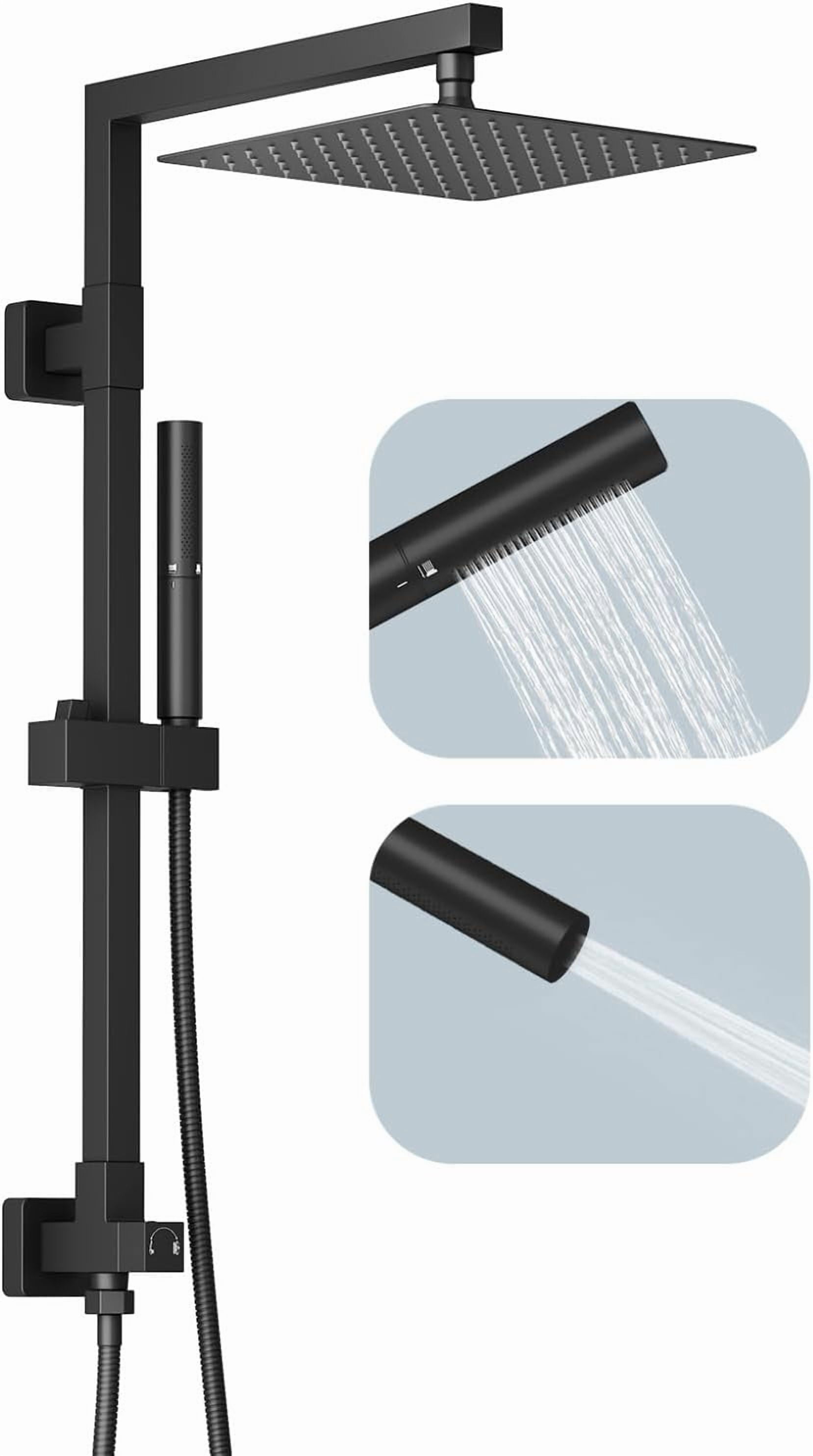 WRISIN 10 Inch Rain Shower Head With Handheld - 7 Spray Modes, Adjustable Arm, Matte Black