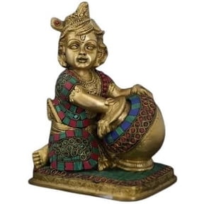 brass with stone work krishan for home temple/ gift item / office