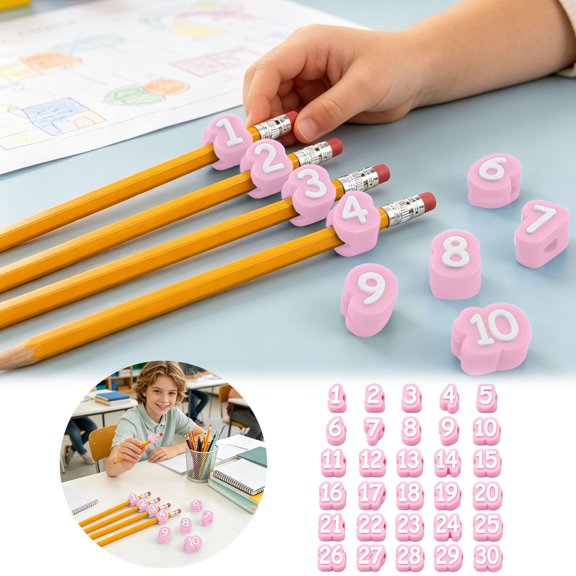 bravefron 30 Pack Pencil Cap Reusable Pencil Labels Classroom Stickers Teacher Supplies for Tracking Marking Pen Holders School Storage Labels Stickers