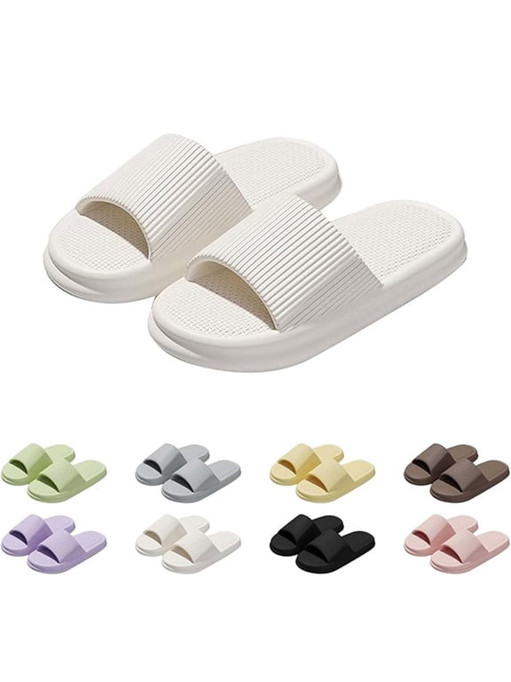 Cloud Slippers for Women and Men, Pillow House Slippers Shower Shoes Indoor Slides Bathroom Sandals, Comfort, Lightweight, Thick Sole, Non-, Easy to Clean