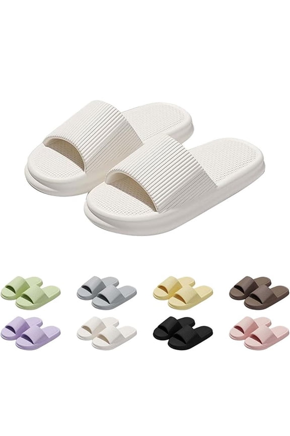 Cloud Slippers for Women and Men, Pillow House Slippers Shower Shoes Indoor Slides Bathroom Sandals, Comfort, Lightweight, Thick Sole, Non-, Easy to Clean