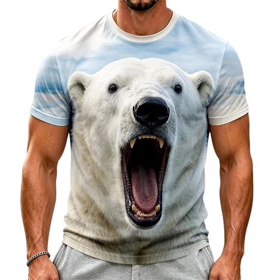 bravefron Men's 3D Animal Graphic T-Shirt Short Sleeve Casual TeeShort Sleeve Tshirts Novelty Streetwear Tops Trendy Summer Shirt for Men