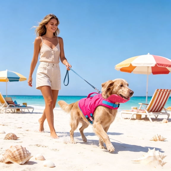bravefron Pet Life Jacket for Dogs Floatation Vest Adjustable Neon Buoyant Safety Vest for Water Outdoor Adventures Swimming Boating Life Vest