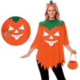 thumbnail image 1 of bravefron Pumpkin Cape for Women，Halloween Outfits Sets Poncho Hooded Party Cape and Pumpkin Bag Pumpkin Clothing Role Play, 1 of 7