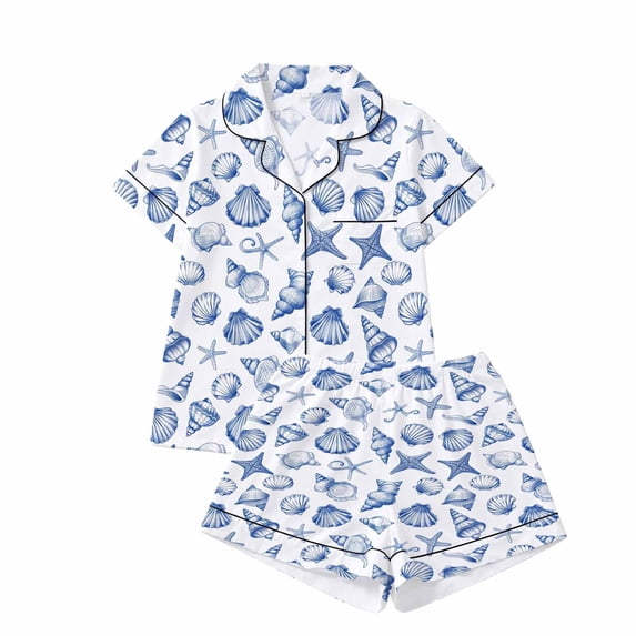 bravefron Sleepwear Set for Women Silk Short Sleeve Pajama Top with Matching Bottoms Relaxed Fit Soft Cotton Comfortable Nightwear Pajama Set