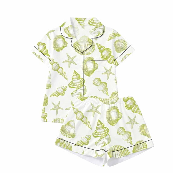 bravefron Sleepwear Set for Women Silk Short Sleeve Pajama Top with Matching Bottoms Relaxed Fit Soft Cotton Comfortable Nightwear Pajama Set