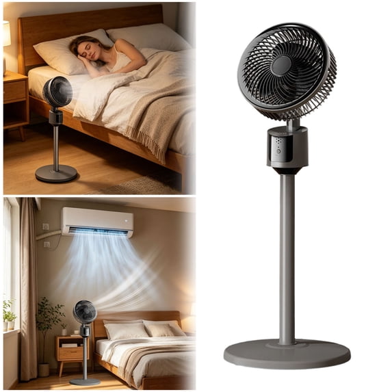 bravefron Standing Fan For Bedroom 2026 Upgraded Whole Room Air Circulator 90ft Airflow Quiet Motor 90° Oscillating Pedestal With 3 USB Adjustable Tower Fan