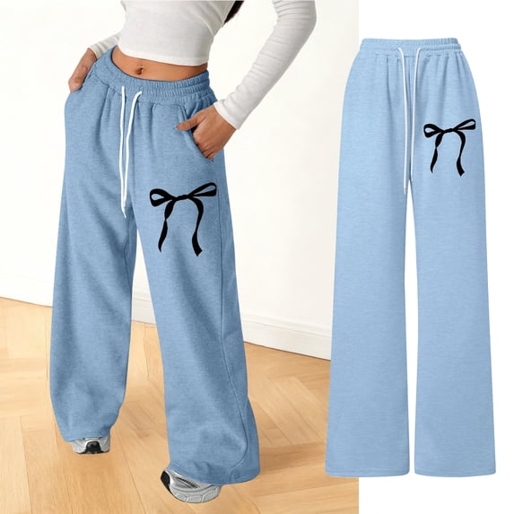 bravefron Girls Sweatpants Bow Back Pocket Jogger Loose Straight Leg Athletic Soft Athletic Joggers Track Pants Outfit Casual Kids Sports Trousers