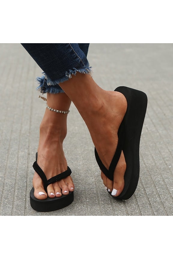 Women's Platform Wedge Flip Flops Thong Sandals Non- 3 Inch Heel Summer Beach Y2K Casual Slippers