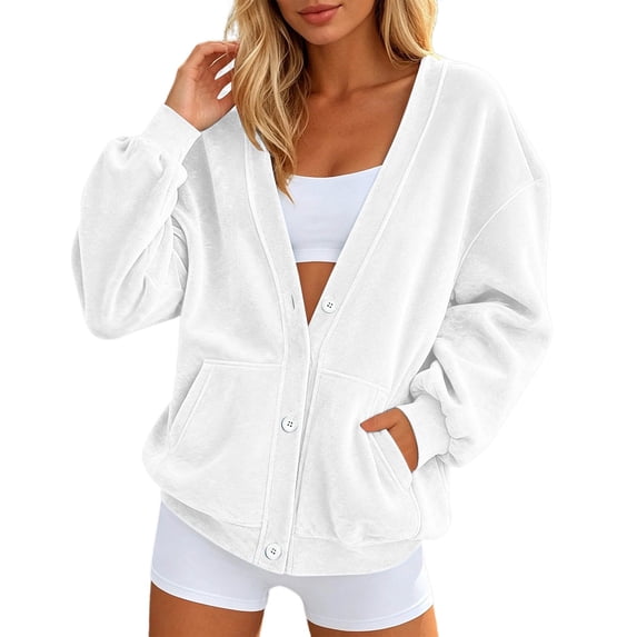 bravefron Women's Velour Cardigan Coat Jacket Long Sleeve Open Front Outerwear Soft Warm Button Jacket with Side Pockets Fall Velvet Casual Jackets