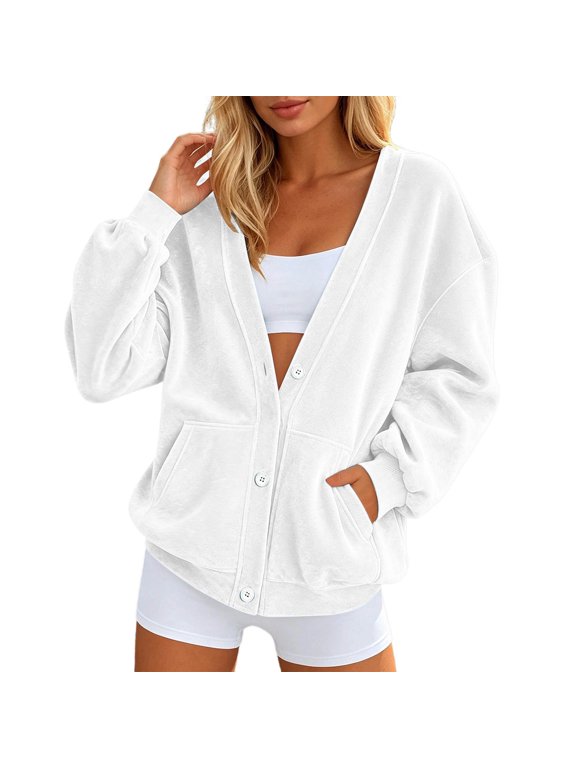 Women's Velour Cardigan Coat Jacket Long Sleeve Open Front Outerwear Soft Warm Button Jacket with Side Pockets Fall Velvet Casual Jackets