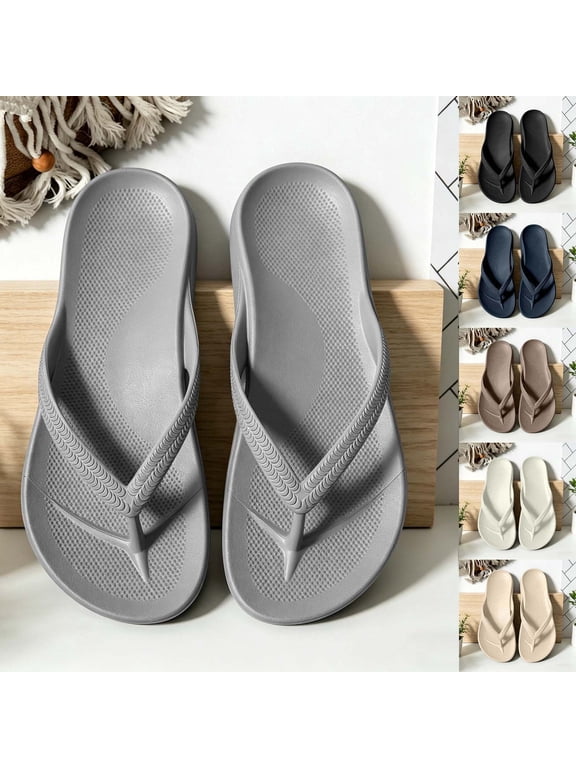 Womens Sandals Flip Flops Arch Support Orthotic Sandals For Plantar Fasciitis Relief – Lightweight, Cushioning, Shock-Absorbing Thong Sandals For Walking, Foot Pain & All-Day Comfort
