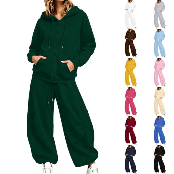 bravefron Women's Sweatsuit Hoodie and Barrel Pants 2 Piece Zip Up Workout Sets Sweatsuits fall Jogger Sweatpants Long Sleeve Tracksuit