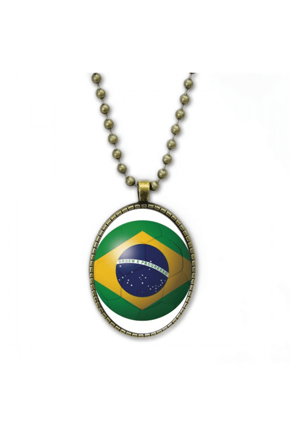 brazil national flag soccer football necklace vintage chain bead pendant jewelry collection