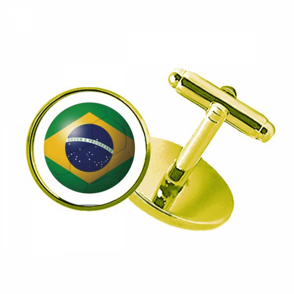 brazil national flag soccer football studded business metal cufflinks en
