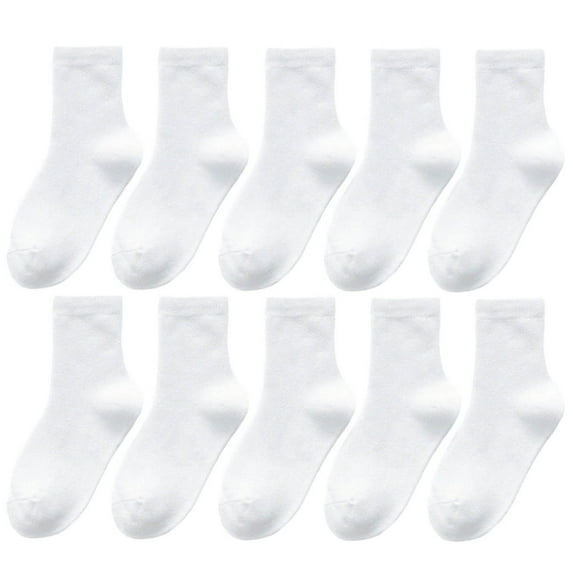 breaise 10 Pairs Kids Crew Socks School Uniform Dress Socks for Boys Girls Seamless Toe 1-16Years