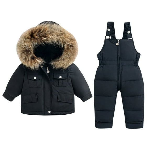 breaise 2-Piece Snowsuit Set for Girls Boys Winter Hooded Puffer Jacket & Snow Bib Pant, Kids Ski Suits Ultralight Outfit