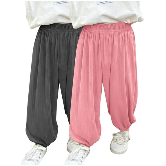 breaise 2PC Toddler Boys and Girls Sweatpants Wide Leg High Waisted Parachute Pants Loose Casual Lounge Pants for Kids