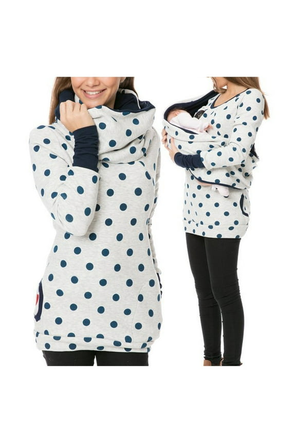 3 in 1 Maternity Kangaroo Hooded Sweatshirt for Baby & Mother,Maternity Carrying Parka for Back or Chest Wear, Baby Carriers Holder Hoodie Pregnant Maternity Sweater Women Fall S-XL