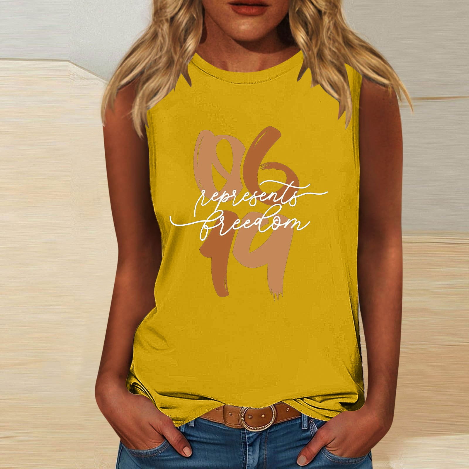 LANMERTREE Women's American Flag V-Neck Tank Top - Patriotic 4th Of July Summer Shirt - View #3