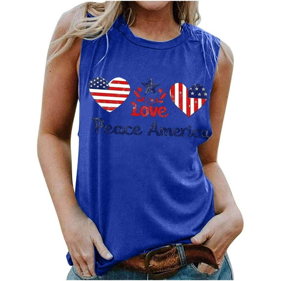 breaise 4th of July Tank Tops for Women Summer Patriotic USA Flag Pattern Tshirts Cotton Sleeveless T-shirts Camisole Comfy Scoop Neck Tanks Workout Tops for Women