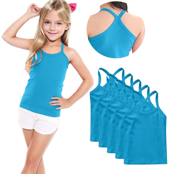 breaise 5 Pieces Girls Dance Tank Tops Toddler Racerback Sleeveless Top Girl Undershirts for Ballet Gymnastics 12Months-13Years