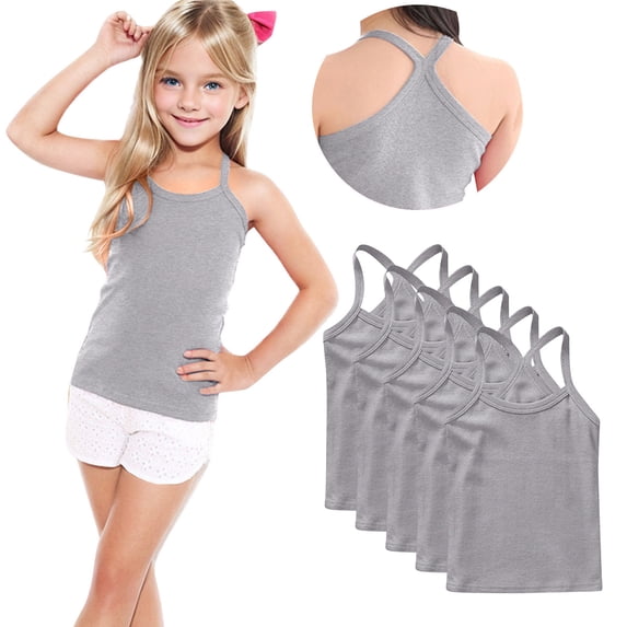 breaise 5 Pieces Girls Dance Tank Tops Toddler Racerback Sleeveless Top Girl Undershirts for Ballet Gymnastics 12Months-13Years