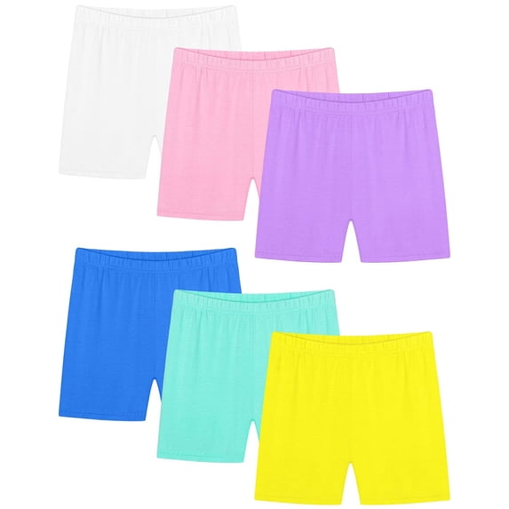 breaise 6 Pack Toddler Girls Dance Shorts Girls Bike Short Breathable Summer Soild Ribbed Shorts