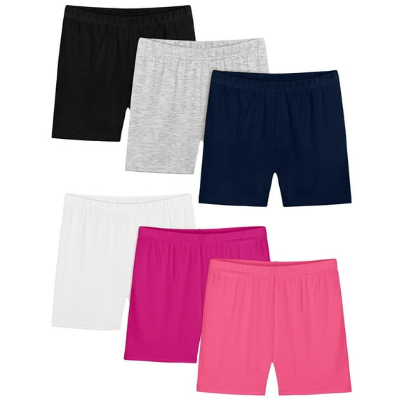 breaise 6 Pack Toddler Girls Dance Shorts Girls Bike Short Breathable Summer Soild Ribbed Shorts