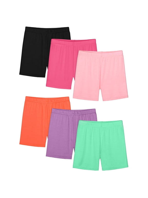 6 Pack Toddler Girls Dance Shorts Girls Bike Short Breathable Summer Soild Ribbed Shorts