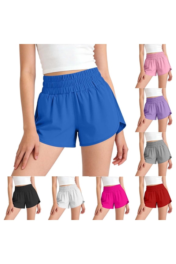 Athletic Shorts for Girls- High Waisted Quick Dry for Running Workout Gym Track with Zip Pocket