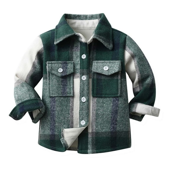 breaise Baby Boys Girls Plaid Flannel Jacket Kids Toddler Button Down Casual Shirt Jacket Cozy Top Coat Long Sleeve Plaid Outerwear Fall Winter Clothes