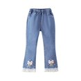 thumbnail image 1 of breaise Baby Girls Flared Denim Pants Slim Fit Elastic Waistband Stretchy Jeans Ruffle Bell-Bottoms Denim Pants Mid Waist Flared Trousers, 1 of 3