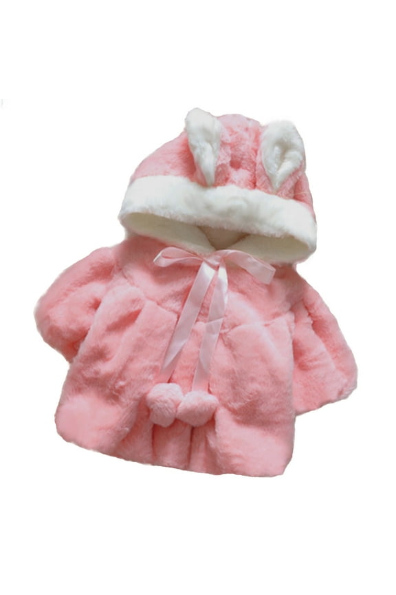 Baby Girls Warm Coat Cloak Overcoat Hoodies Cute Bear Fleece Jacket Outdoor Winter Thicken Shawl Snowsuit Outerwear Clothes