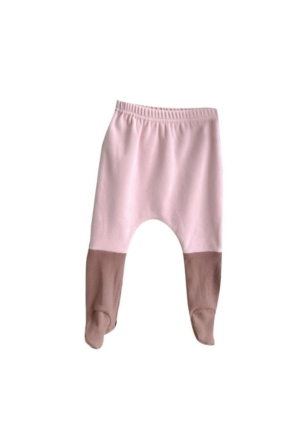 Baby Infant Footed Pants Color Block Jogger Pants Babay Kids Cotton Pants Casual Leggings