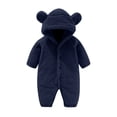 thumbnail image 1 of breaise Baby Newborn Fleece Jumpsuit Romper Boy Girls Hooded Winter Snowsuit Infant Fleece Romper Navy 12 Months, 1 of 6